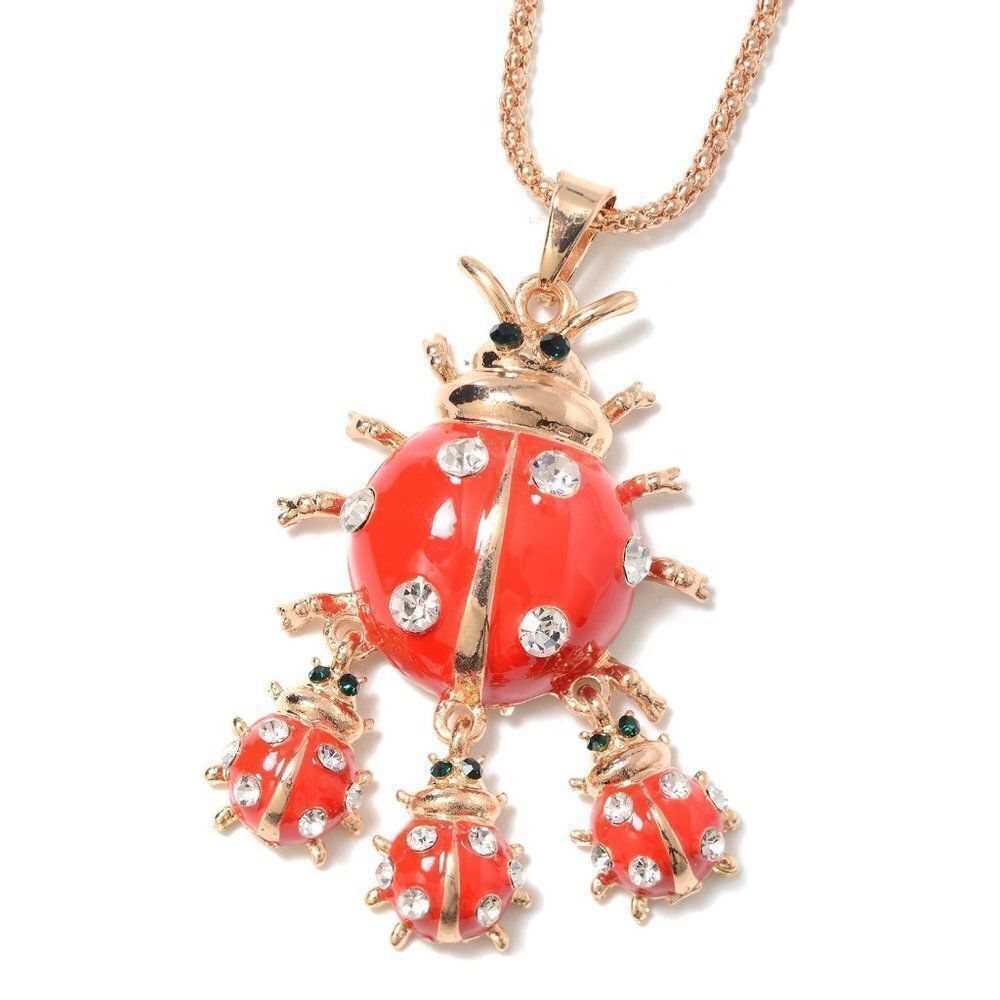 Ladybird Beetle Pendant Necklace 30 in